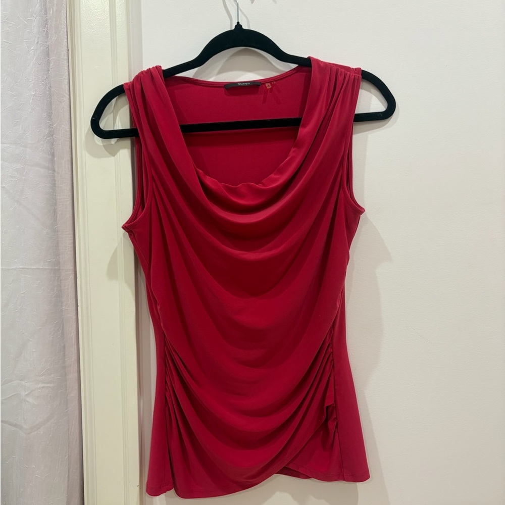 pink cowl neck going-out top